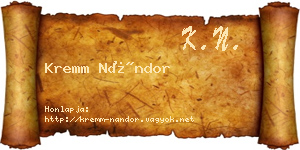 Kremm Nándor névjegykártya